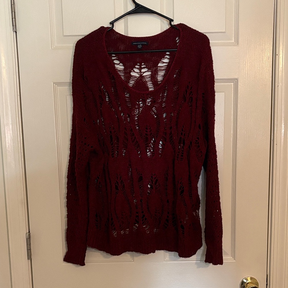 American Eagle Outfitters Deep Red Knit Top